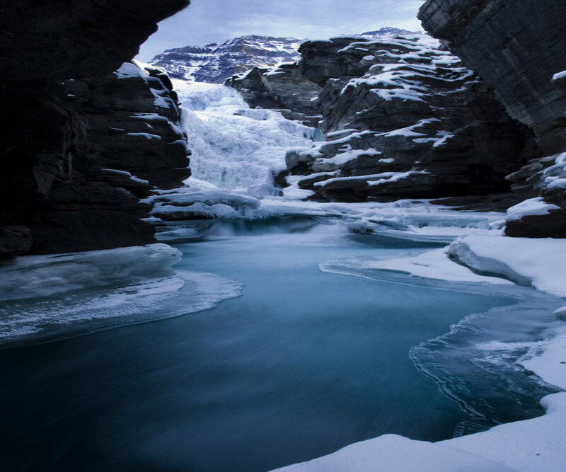 Frozen River in Canyon