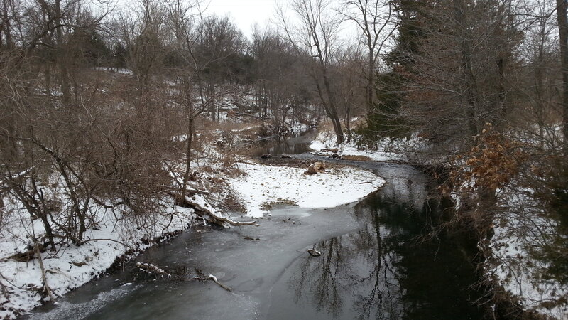 Frozen River in Forest — White, Cold, Winter, Photograph, Snow