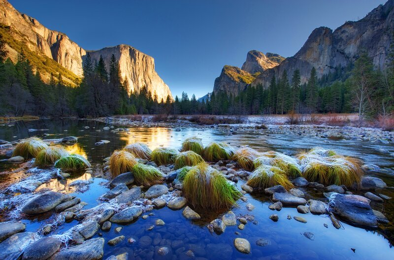 Frozen River in Valley