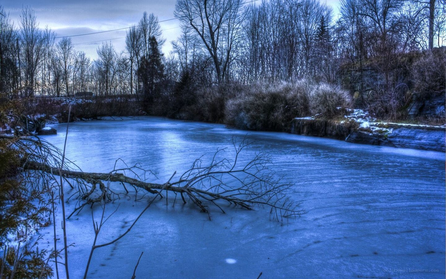 frozen river in winter