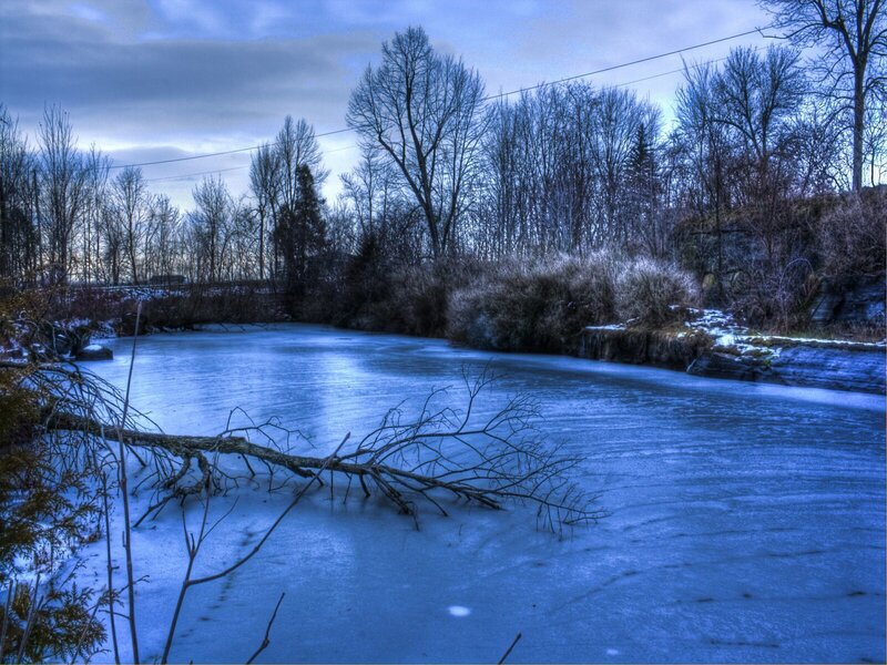 frozen river in winter