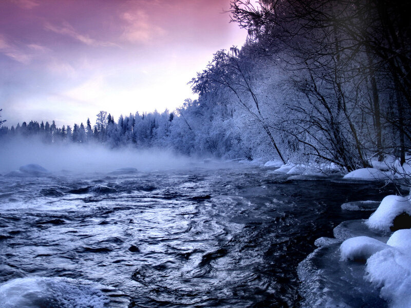 Frozen River in Winter — Blue, Cold