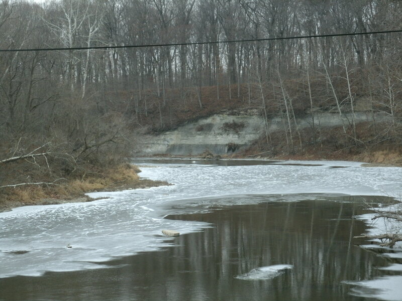Frozen River in Winter — Gray