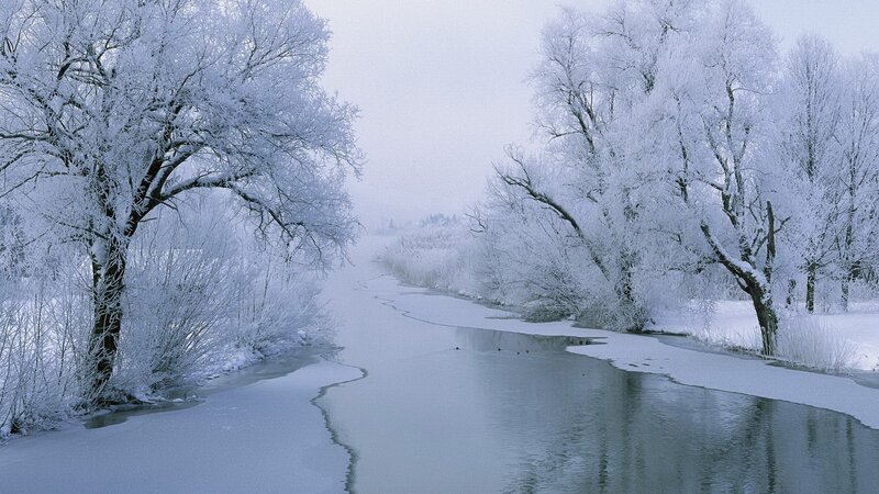 Frozen River in Winter — White, Photograph