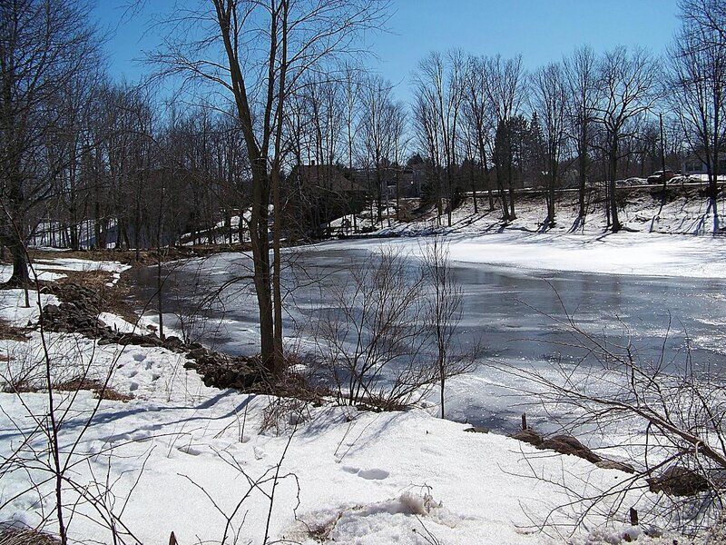 Frozen River in Winter — White