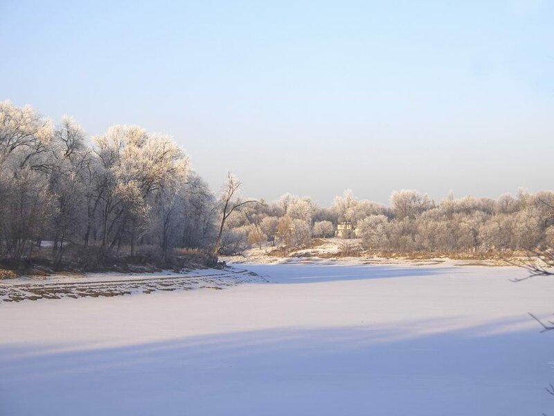 frozen river landscape