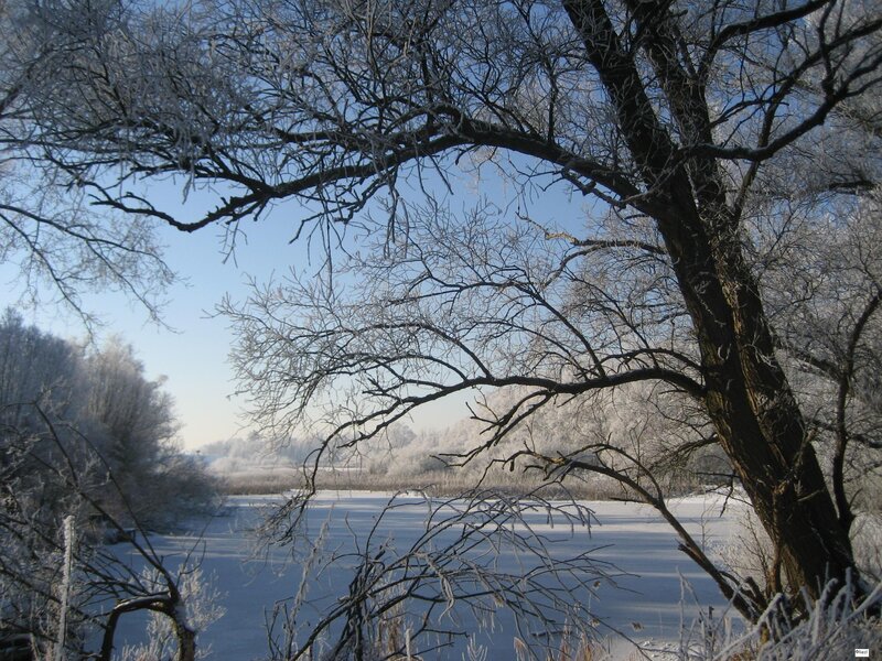 Frozen River Landscape — Blue, Cold, Winter, Photograph