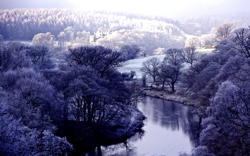 Frozen River Landscape — Blue, Cold, Winter