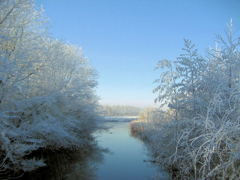 Frozen River Landscape — Blue, Serene