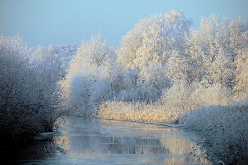 Frozen River Landscape — Blue, Serene, Winter