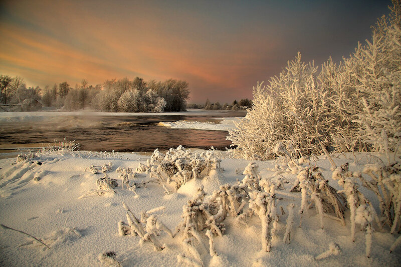 Frozen River Landscape — White, Serene, Winter, Photograph, Snow