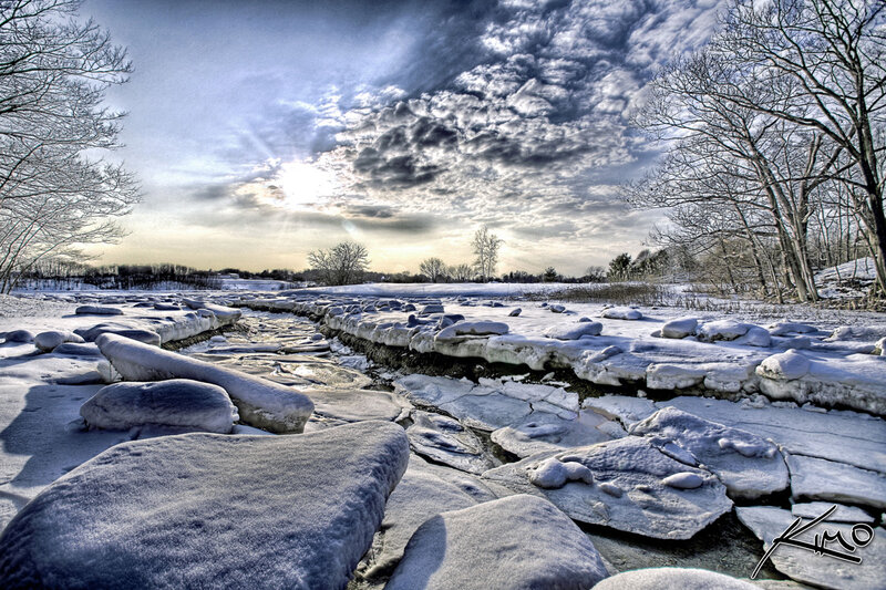 Frozen River Landscape — White