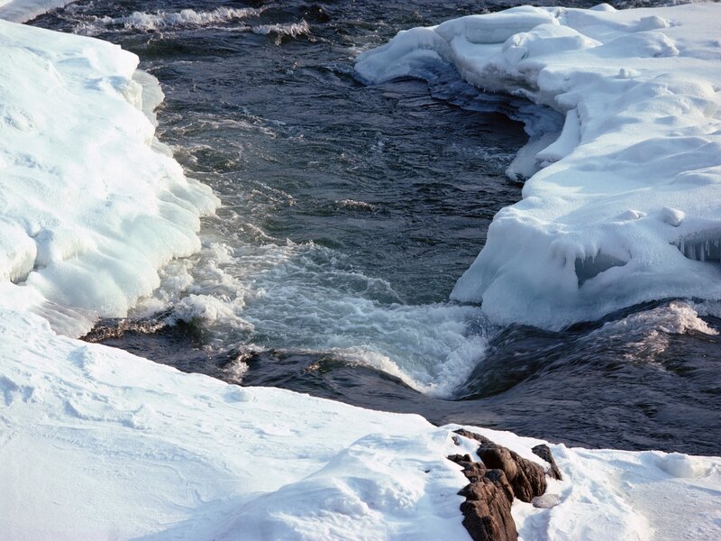 Frozen river rapids