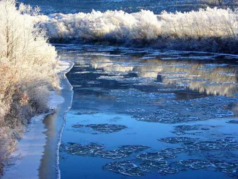 Frozen River with Ice Floes — Blue, Cold