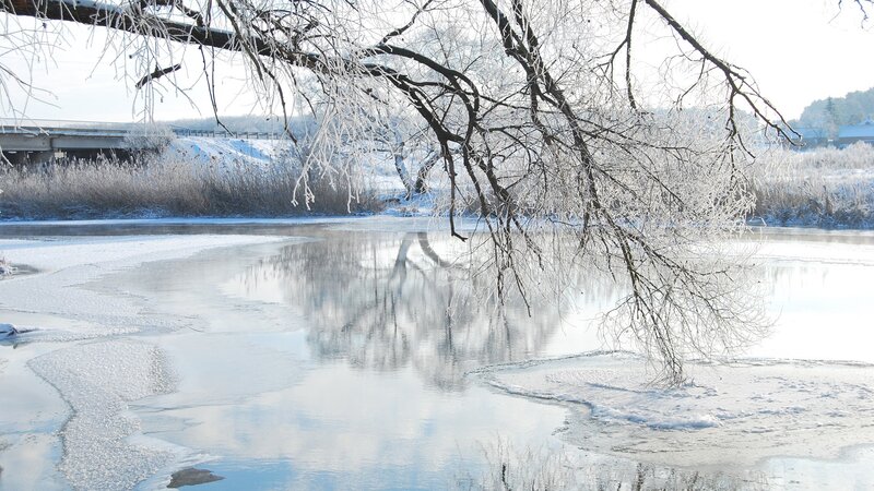 Frozen River with Ice — White