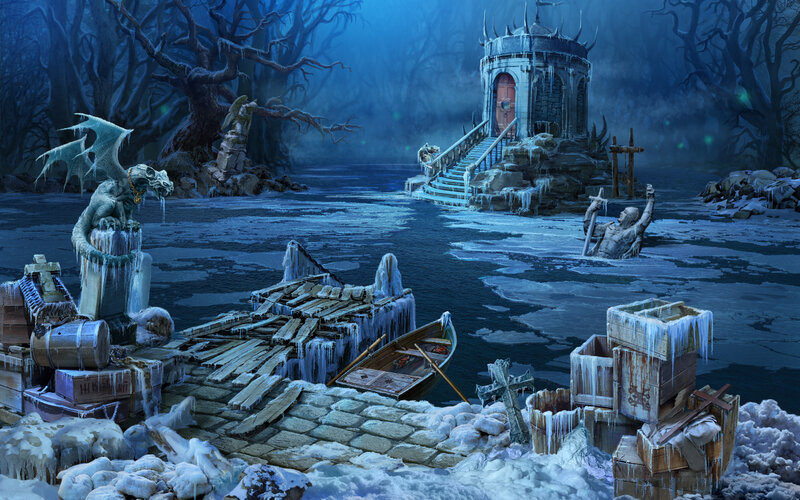 Frozen River with Ruins