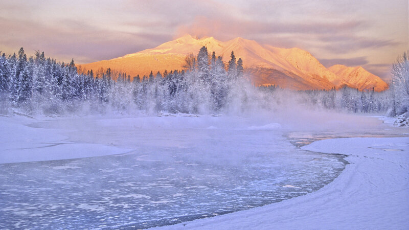 Frozen River with Steam — White, Serene