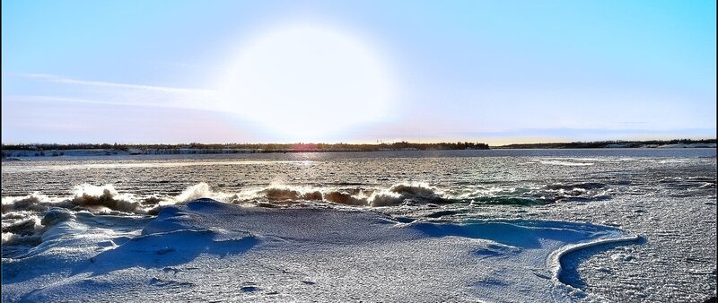 Frozen River with Waves