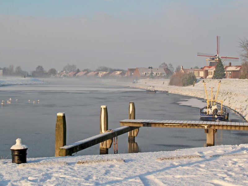 Frozen River with Windmill