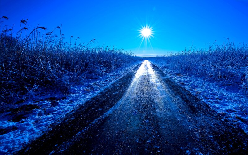 Frozen Road at Sunrise