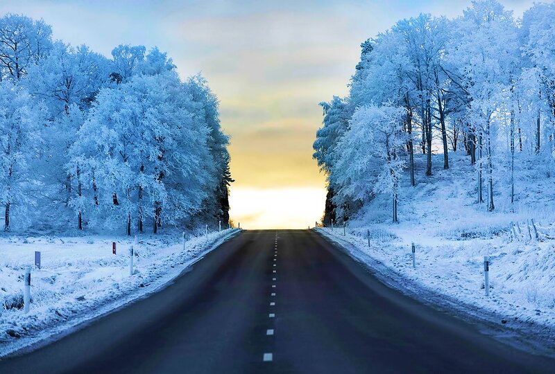 Frozen Road in Winter — Blue