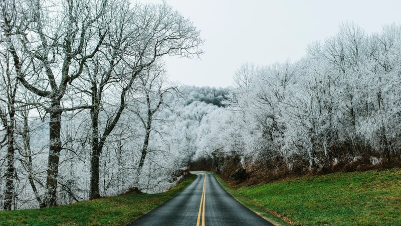 Frozen Road in Winter — White, Serene