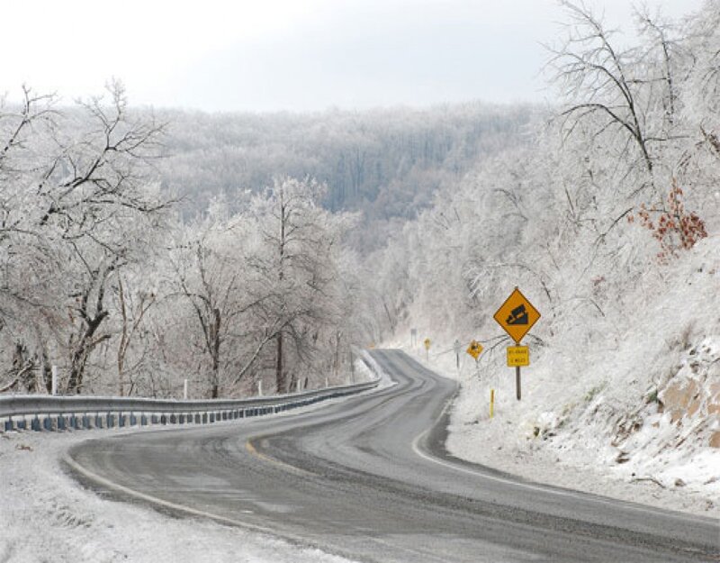 Frozen Road in Winter — White
