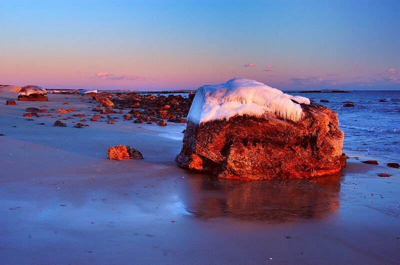 Frozen Rock on Beach