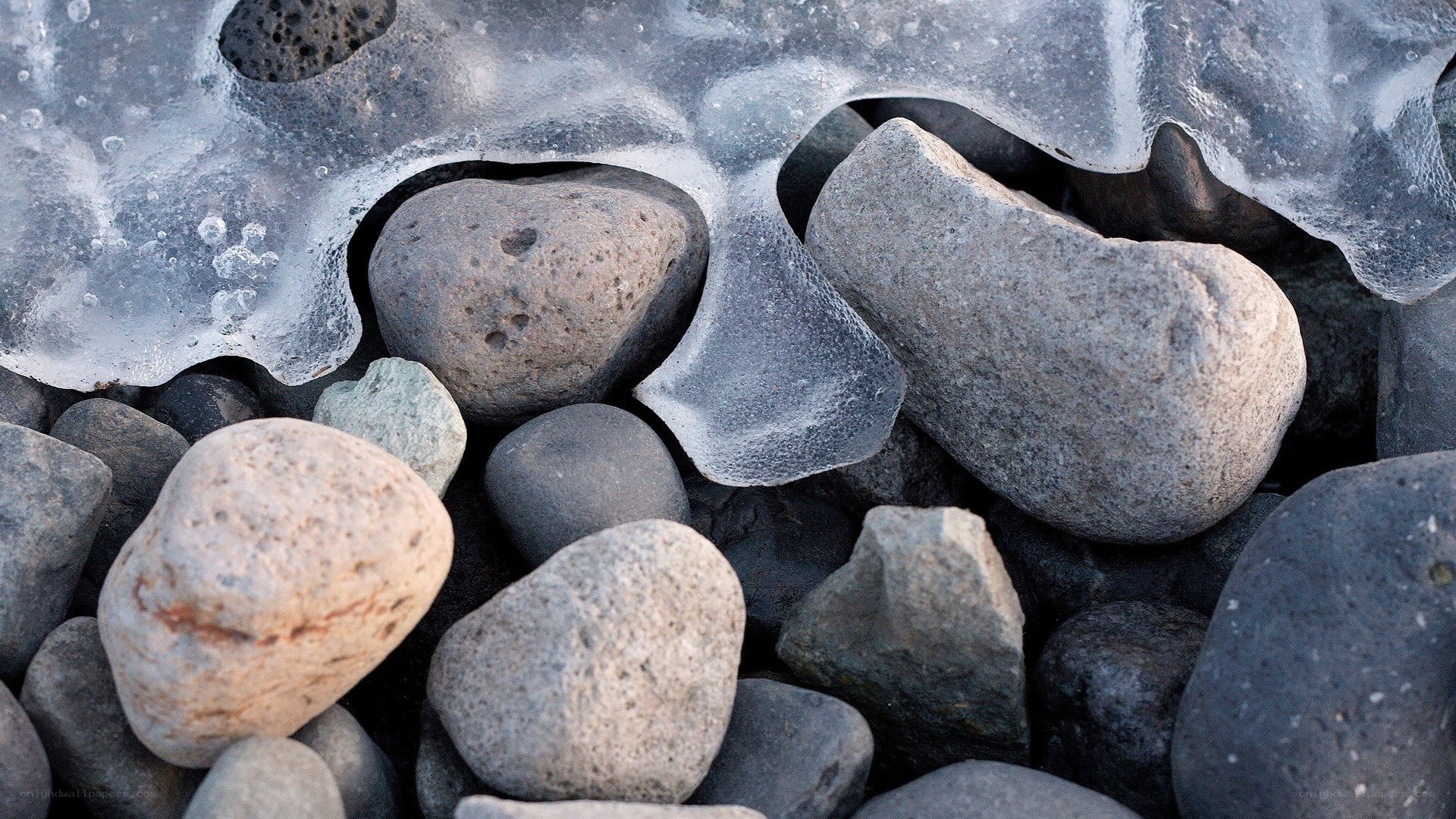 frozen rocks on a beach