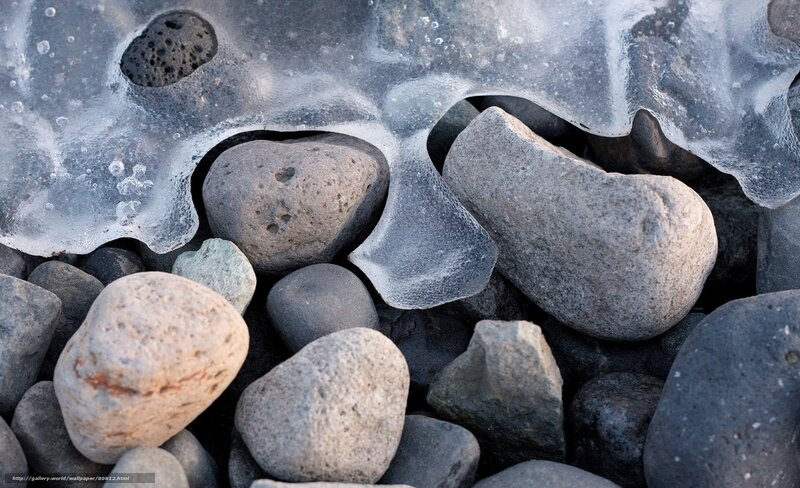 Frozen Rocks on Beach — Gray, Cold, Winter