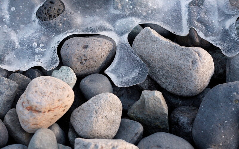 Frozen Rocks on Beach