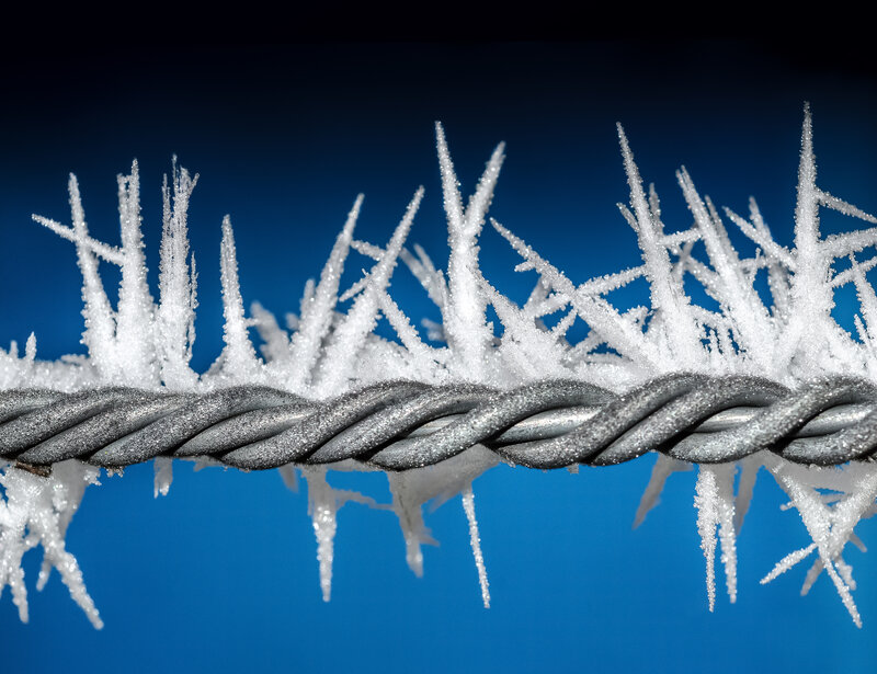 frozen rope with ice crystals
