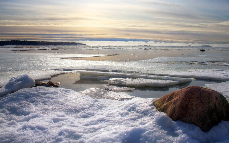 Frozen Sea with Ice Floes — White