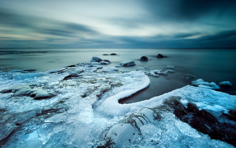 Frozen Shoreline — Blue, Cold, Winter, Photograph
