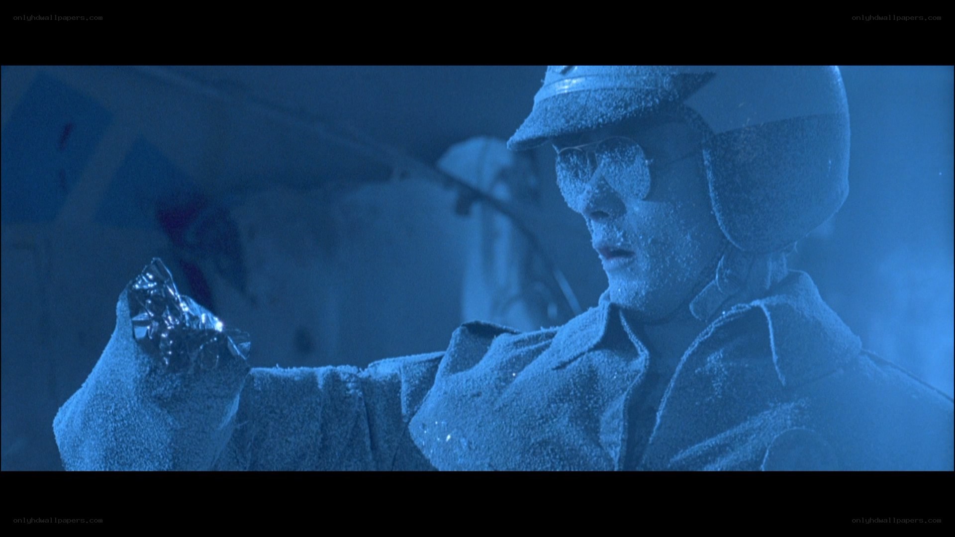 frozen soldier in blue light
