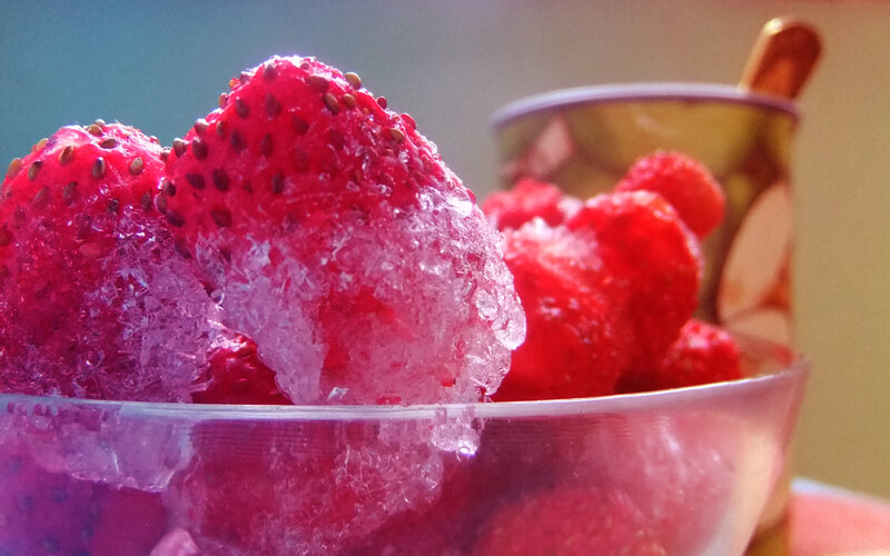Frozen Strawberries in Bowl