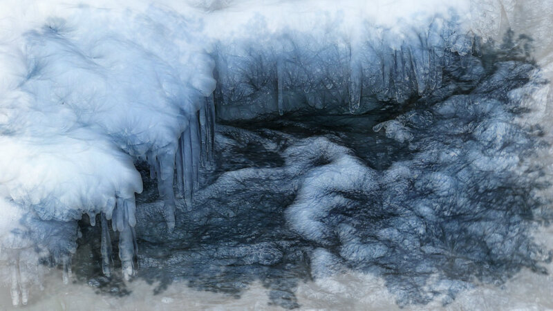 Frozen Stream with Icicles