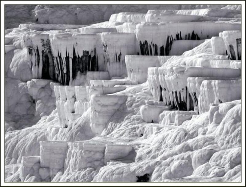 Frozen terraces of travertine