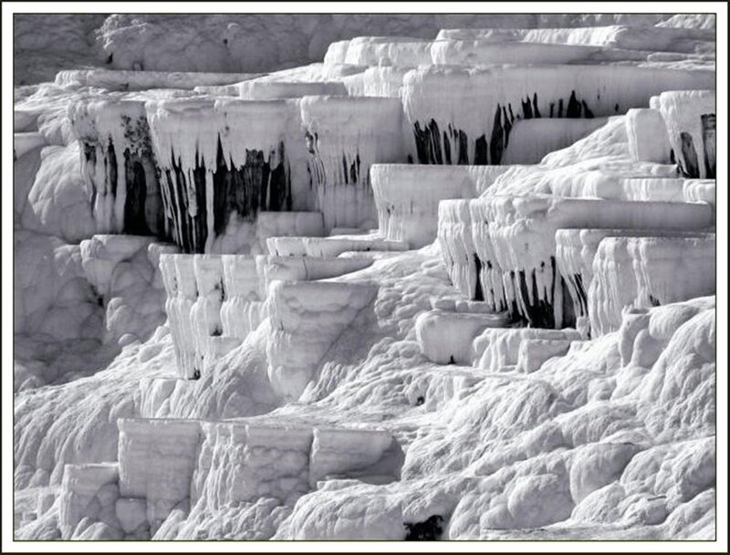 Frozen terraces of travertine