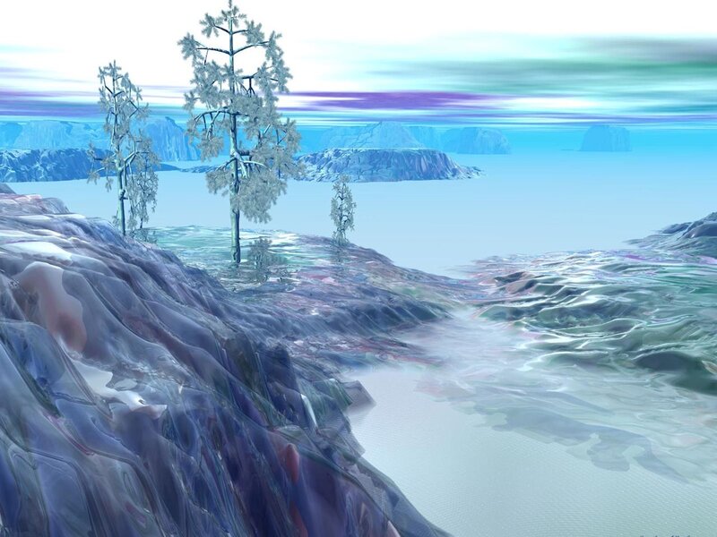 Frozen Trees on Cliff