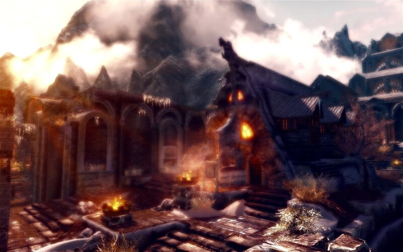 Frozen Village in Mountains