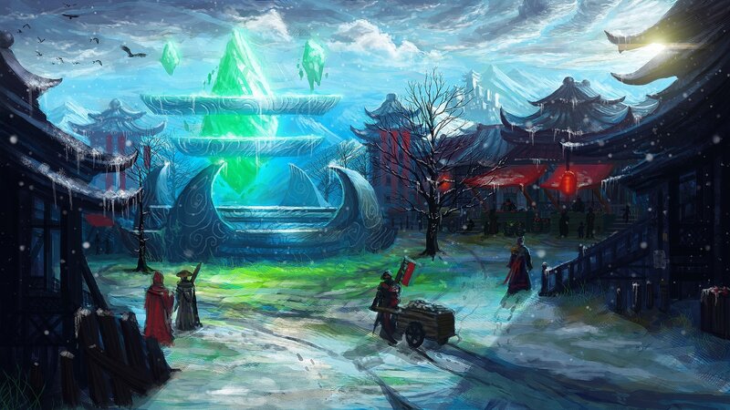 Frozen Village Square — Blue