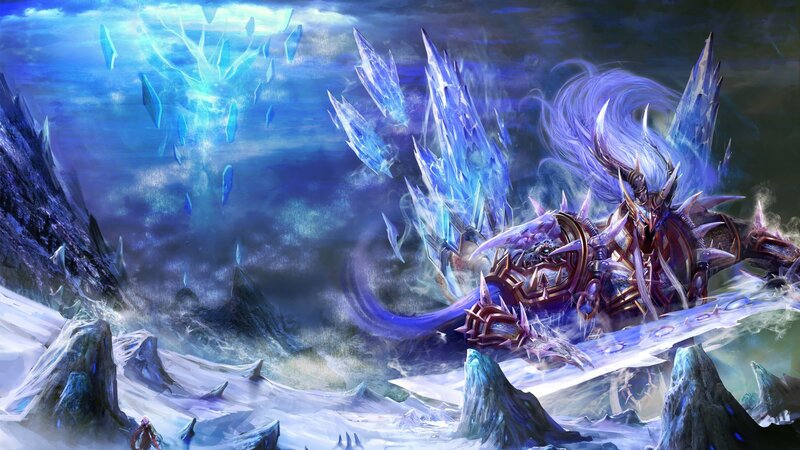 frozen warrior in icy landscape