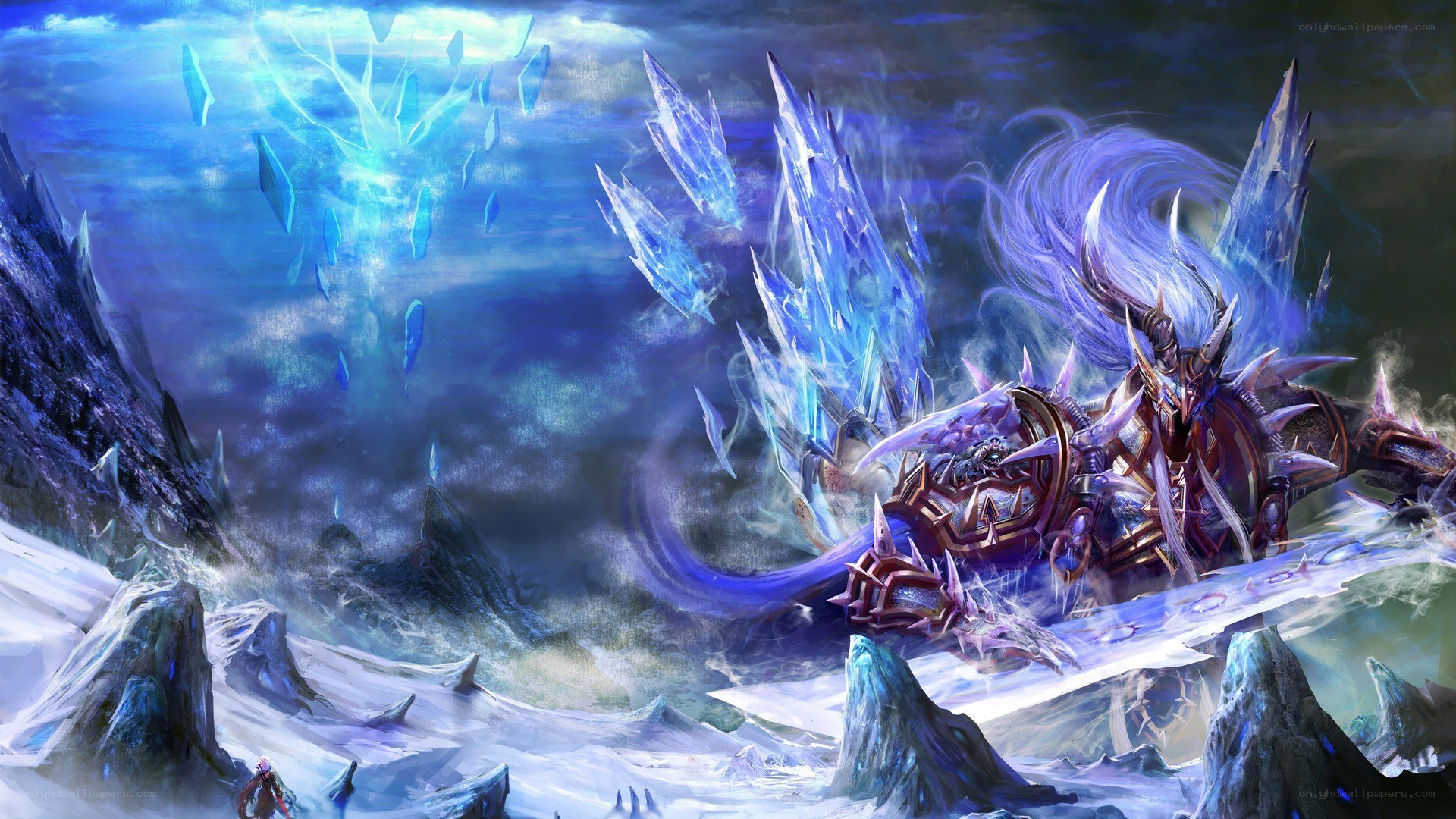 frozen warrior in icy landscape