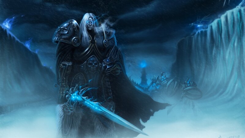 frozen warrior with glowing sword