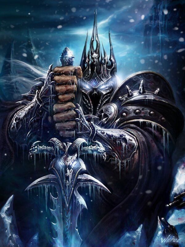 Frozen Warrior with Sword — Blue, Dramatic, Cold, Winter, Digital Art