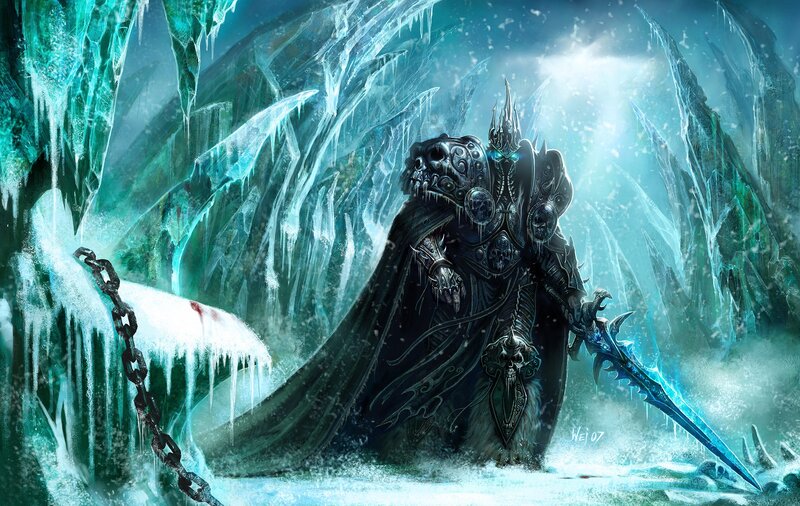 Frozen Warrior with Sword — Blue, Dramatic, Winter, Digital Art, Ice Cave