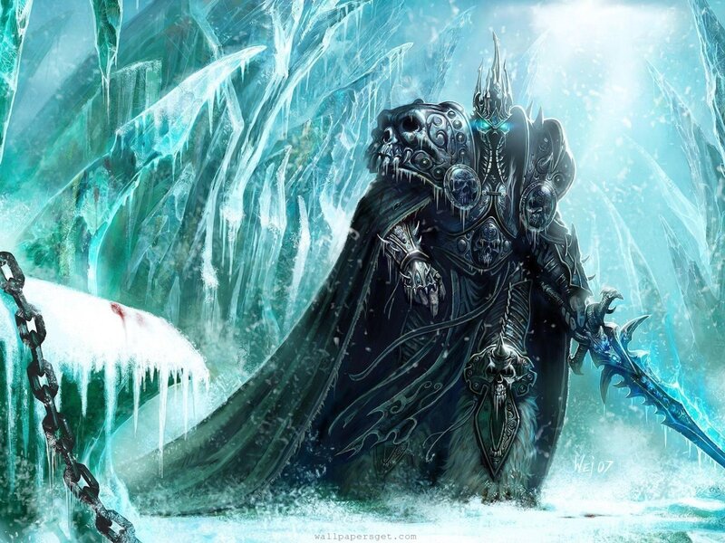 Frozen Warrior with Sword — Blue, Dramatic, Winter, Digital Art, Ice, Skull Armor