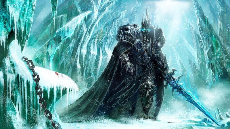 Frozen Warrior with Sword — Blue, Dramatic, Winter, Digital Art