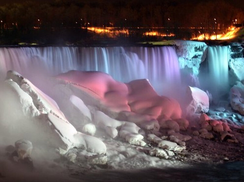 Frozen Waterfall at Night — Purple